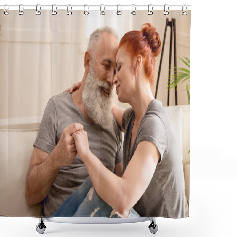 Personality  Affectionate Couple At Home Shower Curtains