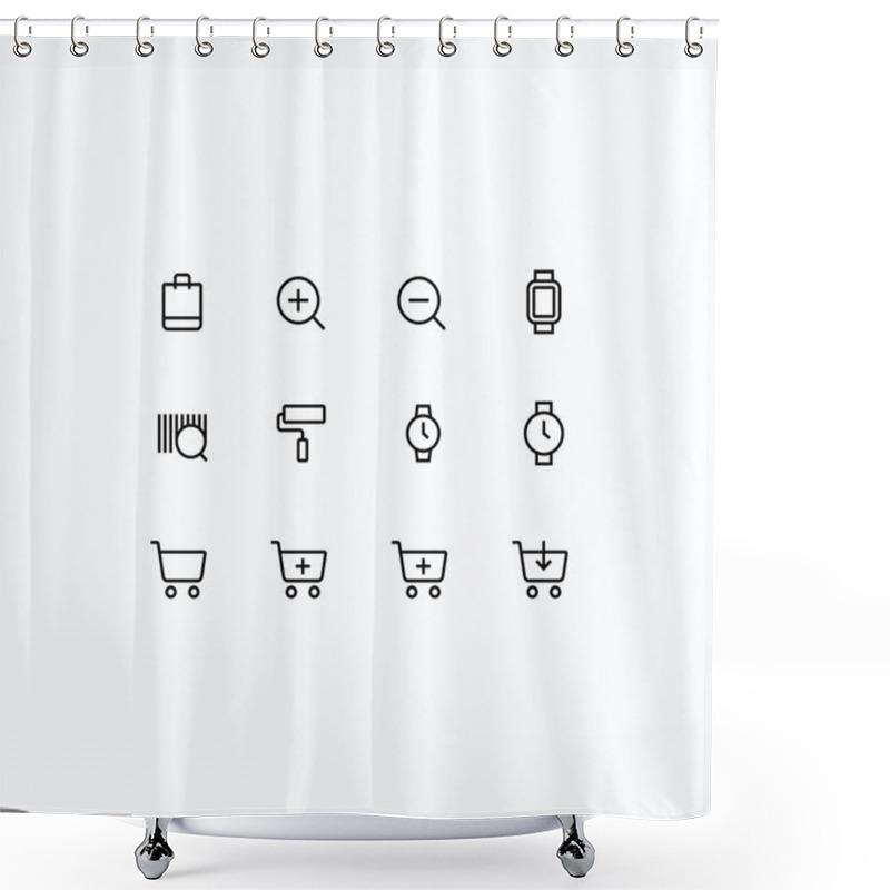 Personality  Outline Vector Icons For Web And Mobile Shower Curtains