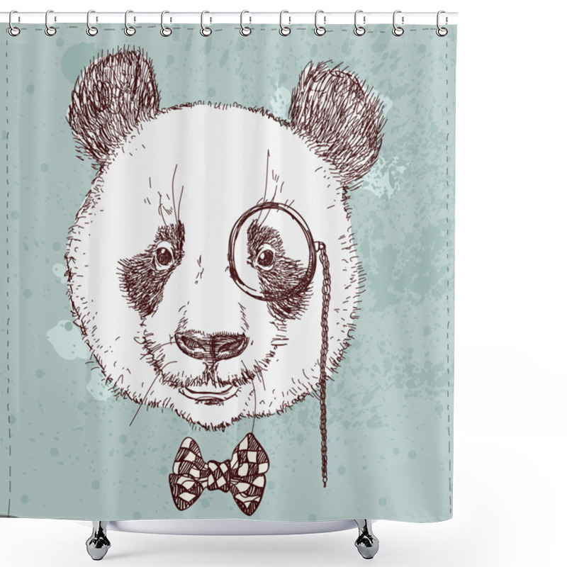 Personality  Panda Bear In Hat Shower Curtains