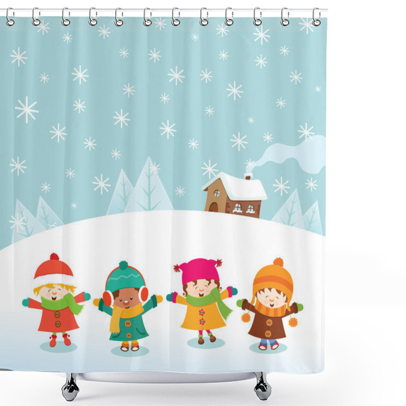 Personality  Winter Kids Shower Curtains