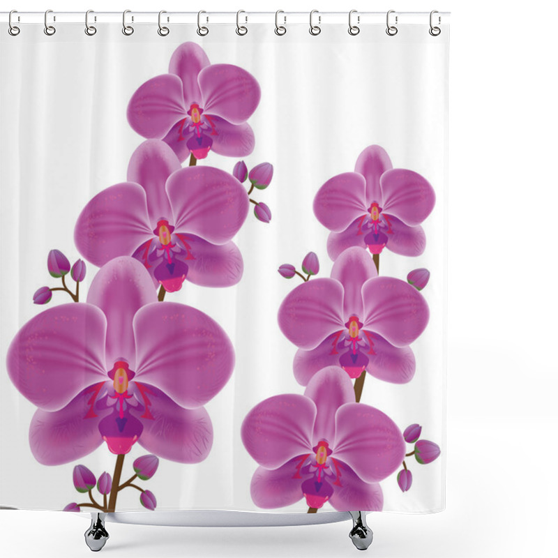 Personality  Exotic Flower Orchid Over White Shower Curtains