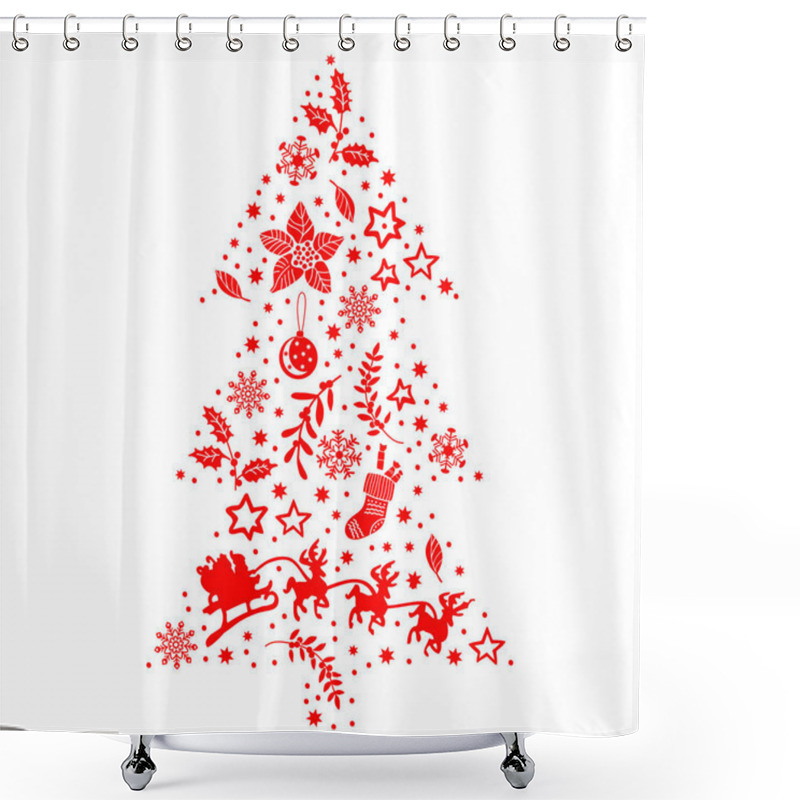 Personality  Vector Doodle Christmas Tree Shower Curtains