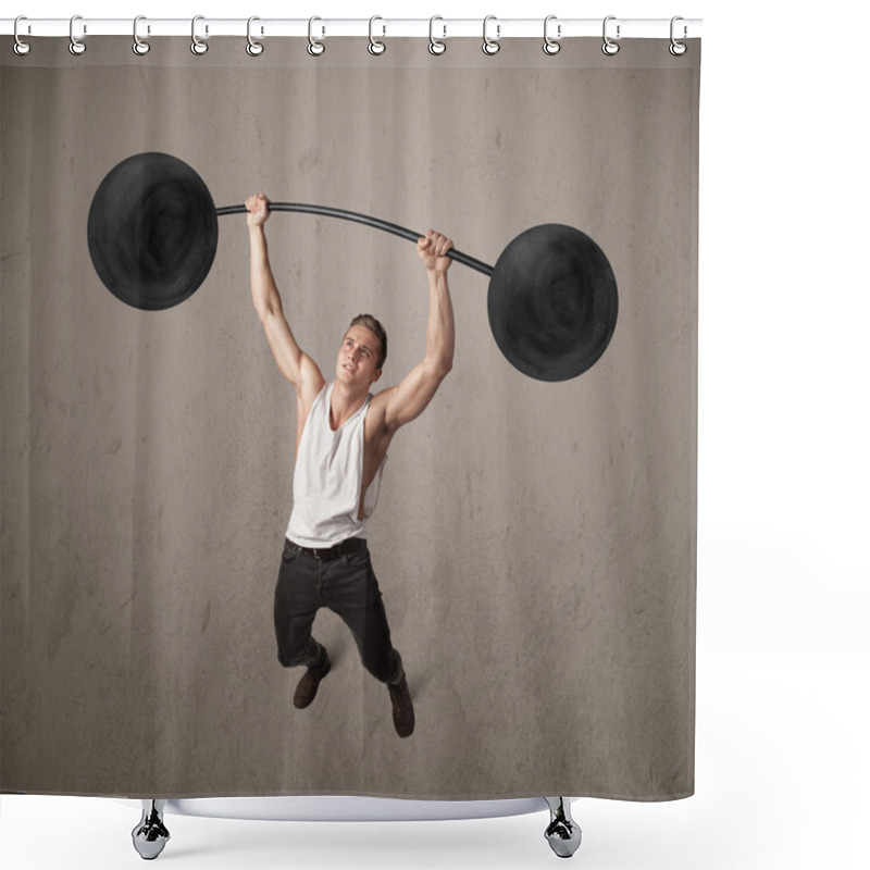 Personality  Muscular Man Lifting Weights Shower Curtains