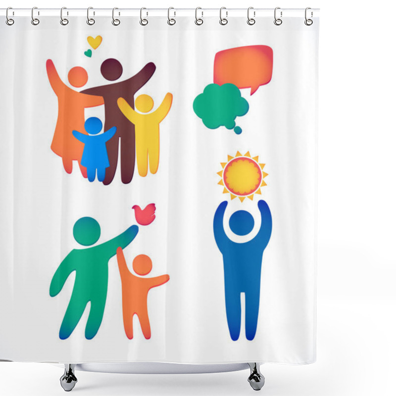 Personality  Happy Family Icons Shower Curtains