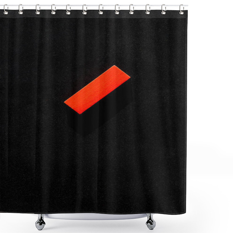 Personality  Top View Of Bright Red Block On Black Background With Copy Space Shower Curtains