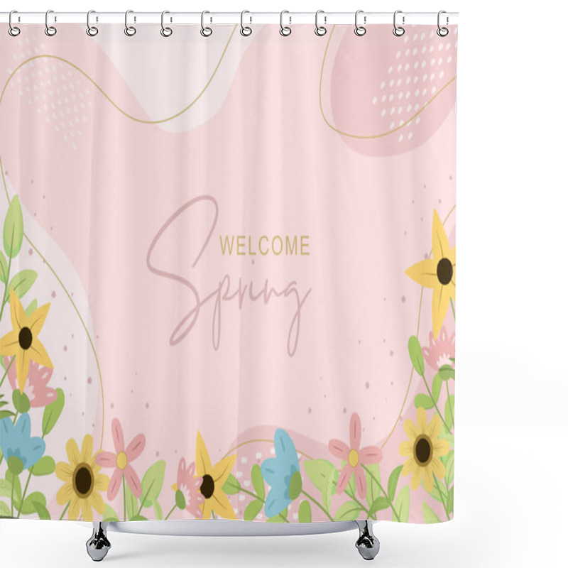 Personality  Beautiful Hand Drawn Spring Flower Background Shower Curtains