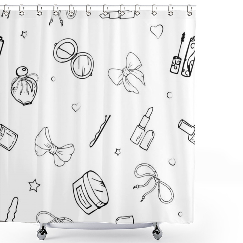 Personality  Vector Seamless Patterns With Girls Stuff.  Shower Curtains