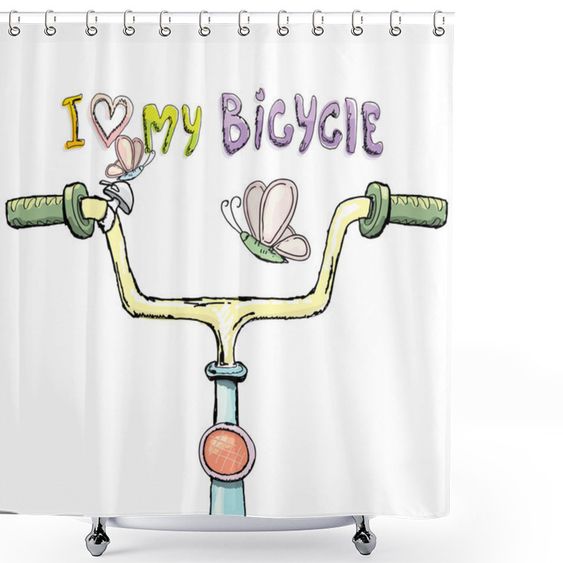 Personality  I Love My Bicycle Concept Design. Hand Drawn  Shower Curtains