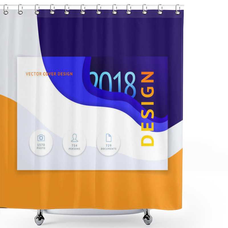 Personality  Abstract Cover Design, Business Brochure Template, Layout, Report, Magazine, Banner, Booklet Waves Dynamic Fuzzy, Soft Lines, Smooth Shape. Vector Illustration With Place For Logo And Text And Photo. Shower Curtains