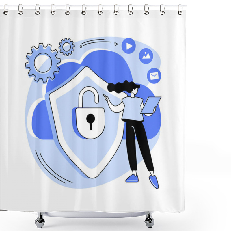 Personality  Cloud Computing Security Abstract Concept Vector Illustration. Shower Curtains