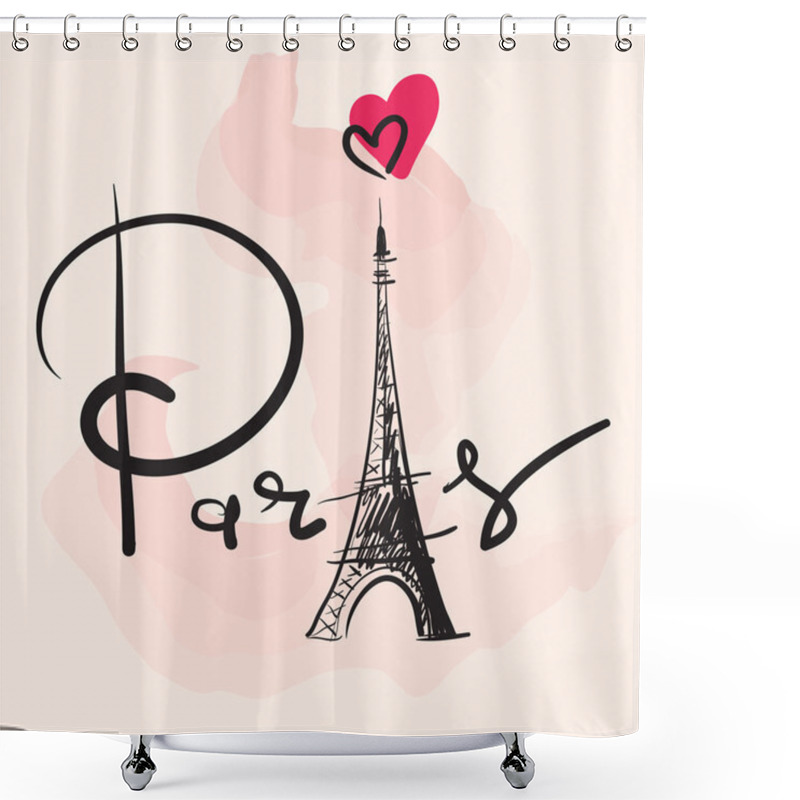 Personality  Hand Drawn Eiffel Tower Shower Curtains