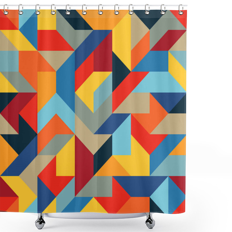 Personality  Abstract Flat Seamless Pattern Of Simple Geometric Shapes With Harmonious Combination Of Colors. Shower Curtains