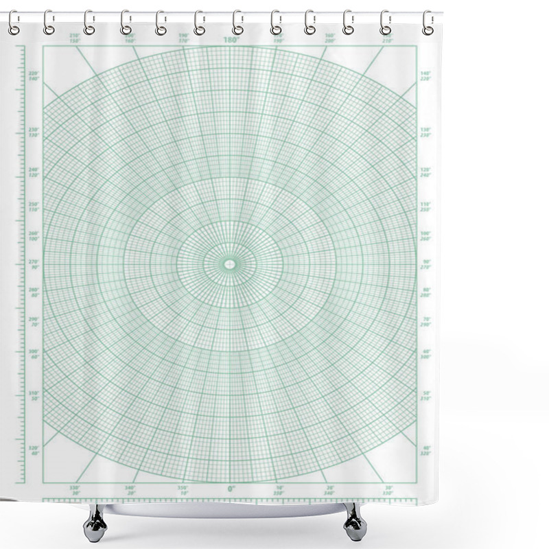 Personality  Green Polar Coordinate Circular Grid Graph Paper Shower Curtains