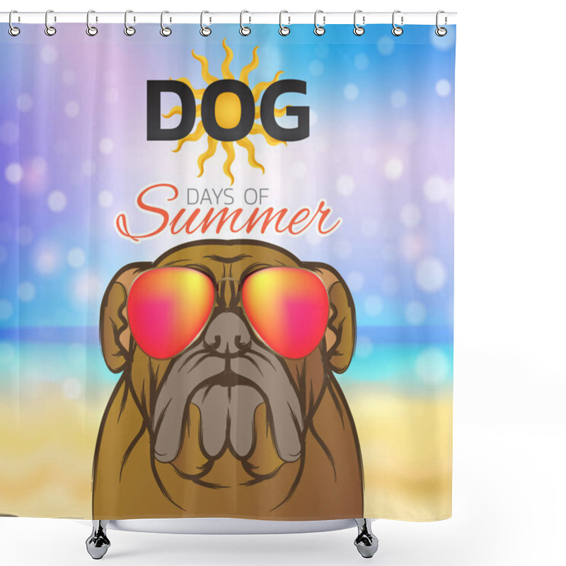 Personality  Dog Days Of Summer Logo Icon Design, Vector Illustration Shower Curtains