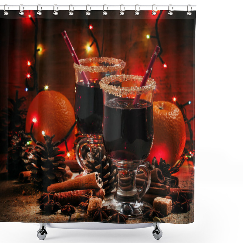 Personality  Christmas Mulled Wine With Brown Sugar   Shower Curtains