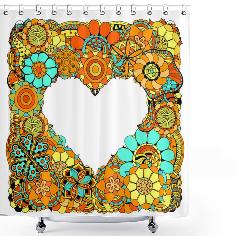 Personality  Flowers In The Shape Of Heart Shower Curtains