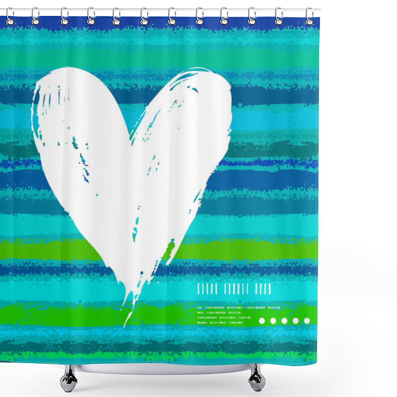 Personality  Card With Hand Drawn Heart On Striped Background Shower Curtains