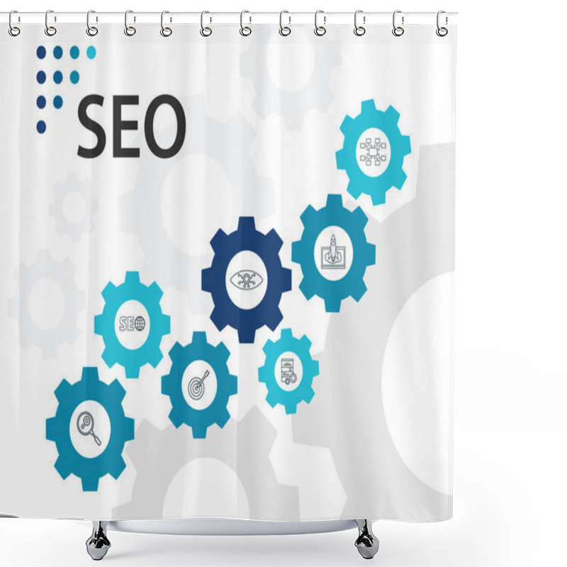 Personality  Seo Infographics Vector Design. Timeline Concept Include Search Optimization, Data Management, Search Result Icons. Can Be Used For Report, Presentation, Diagram, Web Design Shower Curtains