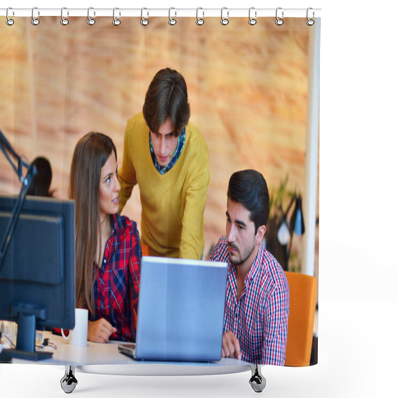 Personality  Three Young Architects Working On A Project Shower Curtains