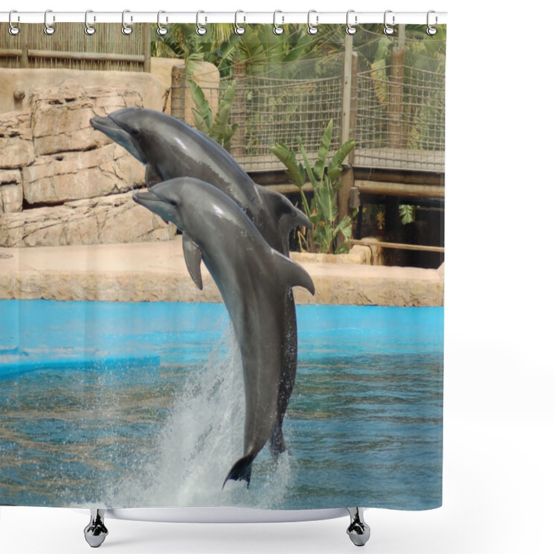 Personality  Dolphins Jumping Shower Curtains