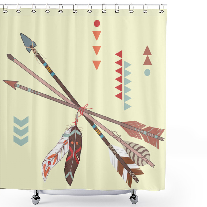 Personality  Vector Illustration Of Different Ethnic Arrows With Feathers Shower Curtains