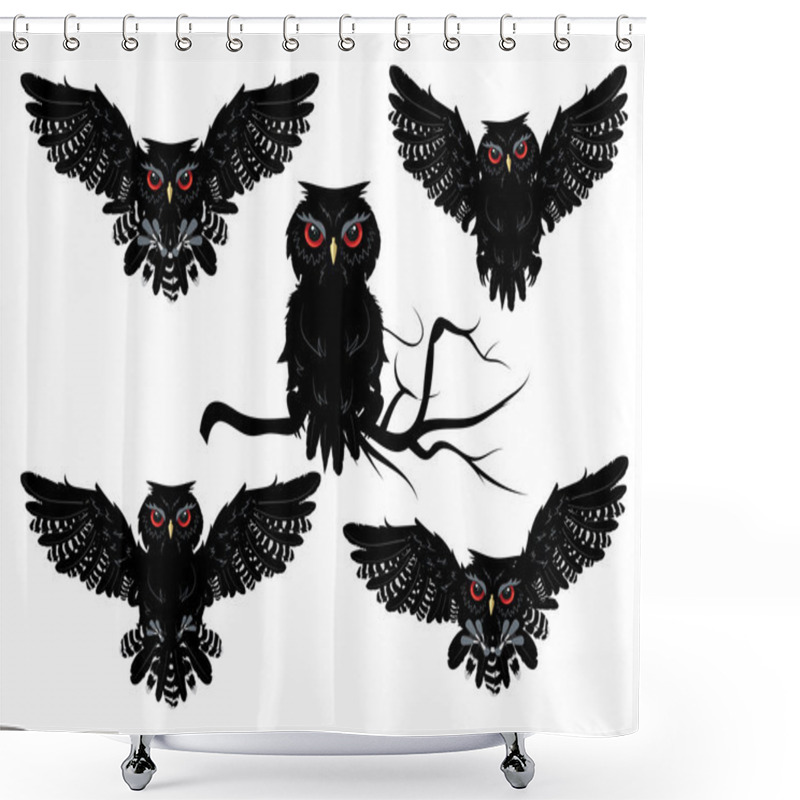 Personality  Black Owl Shower Curtains