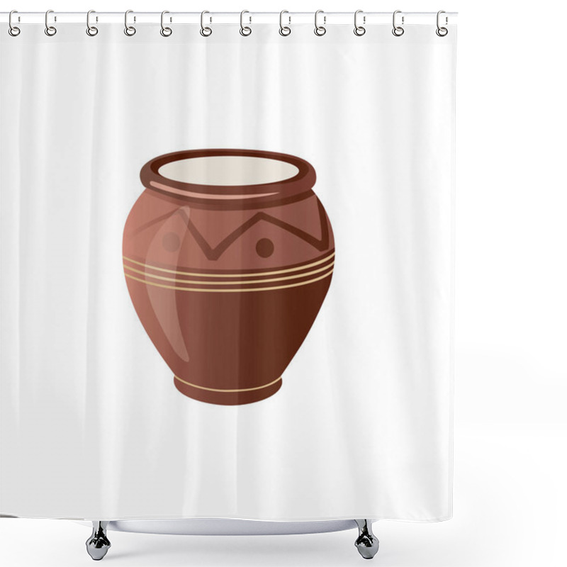 Personality  Realistic Clay Pot. Vector Illustration. Shower Curtains