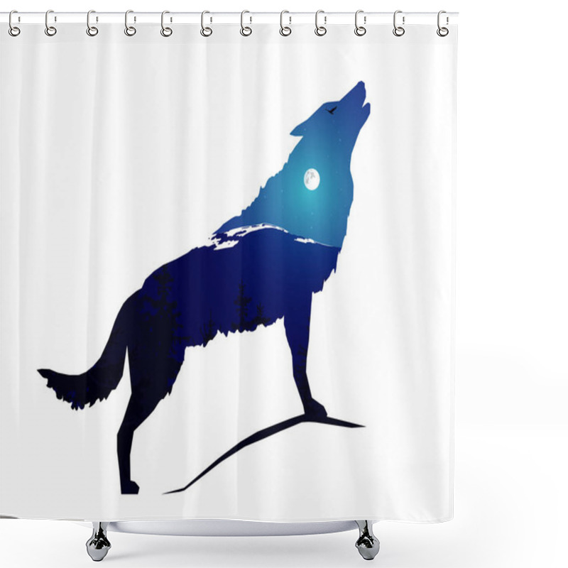 Personality  Silhouette Of Wolf  Shower Curtains