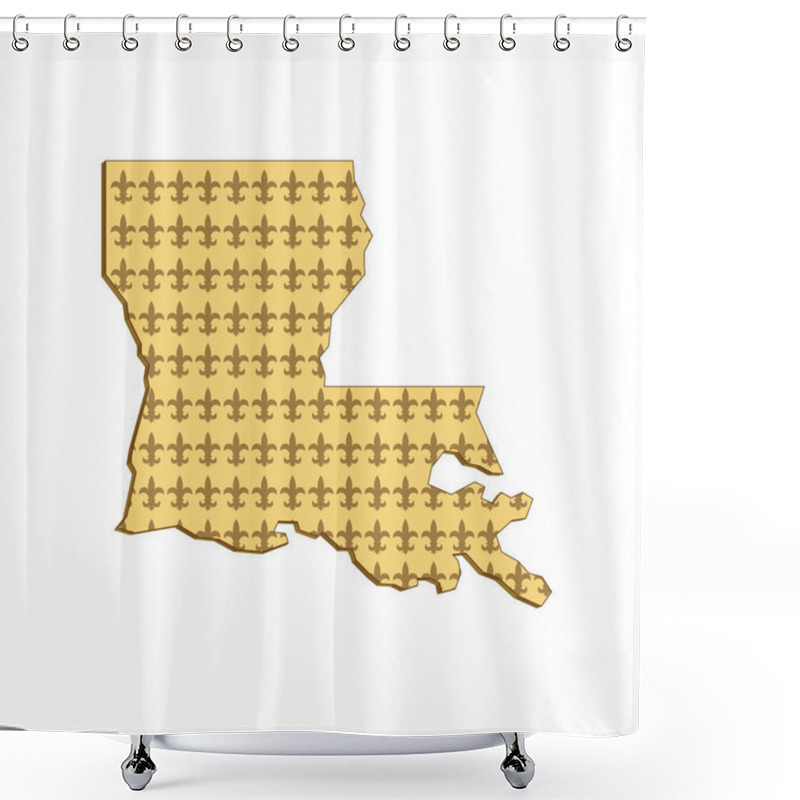 Personality  Retro Style Illustration Of An Outline Of Louisiana State Map Of United States Of America, USA With Fleur-de-lis Inside On Isolated Background. Shower Curtains