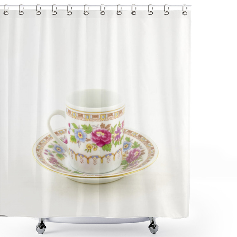 Personality  Porcelain Tea And Coffee Cup With Flower Motif Shower Curtains