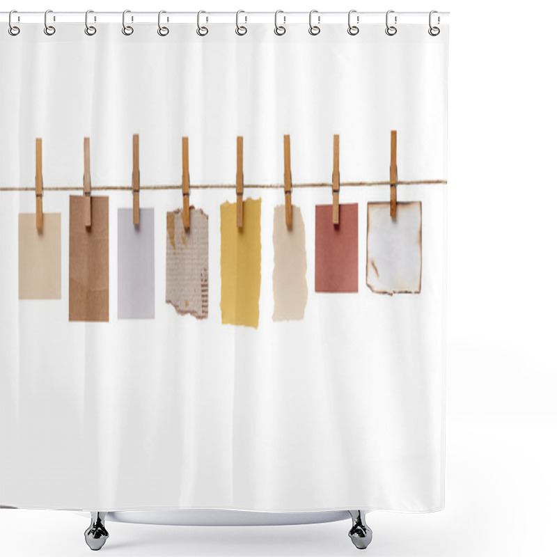 Personality  Clothes Peg And Note Paper On Clothes Line Rope Shower Curtains