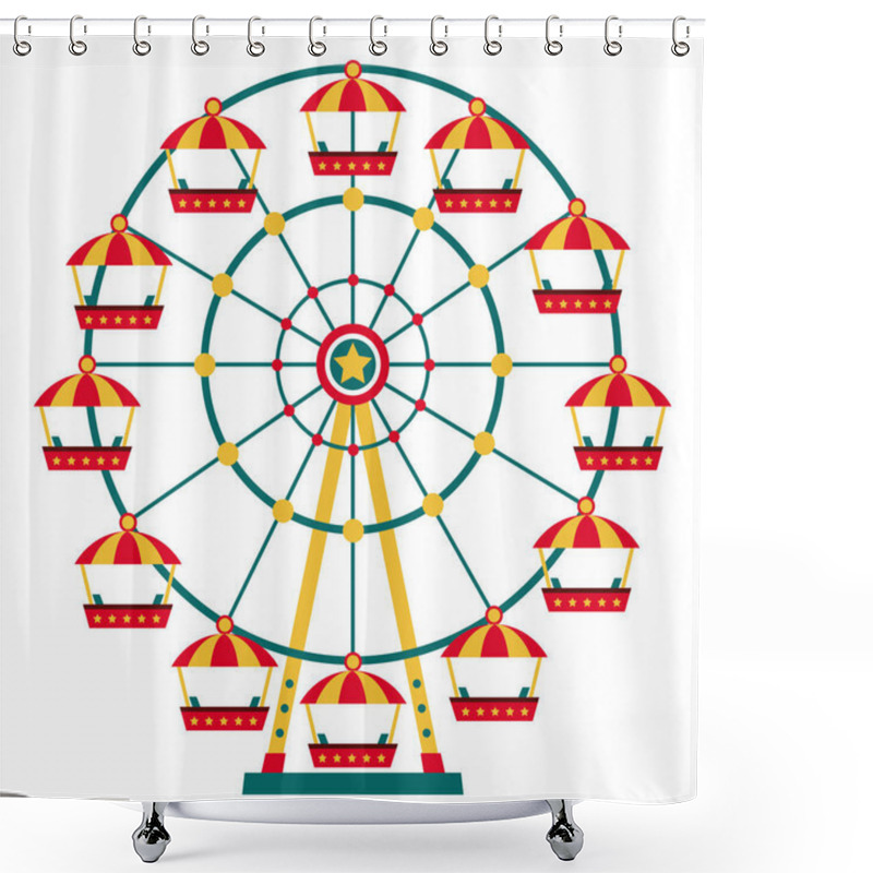 Personality  Vector Illustration Of Amusement Park Shower Curtains