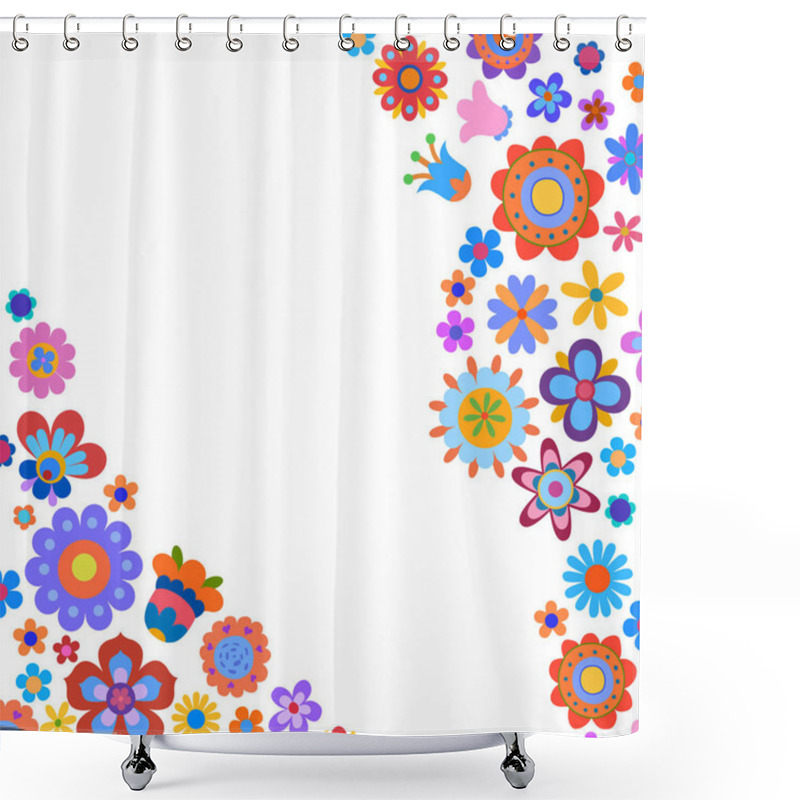 Personality  Decorated Background With Flowers Shower Curtains