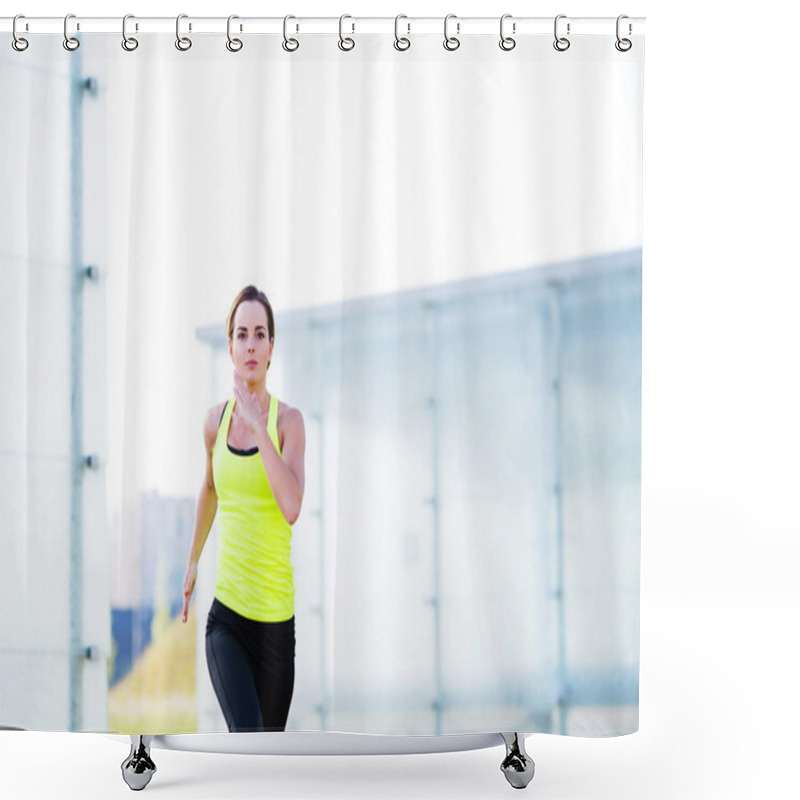 Personality  Young Woman Running Shower Curtains