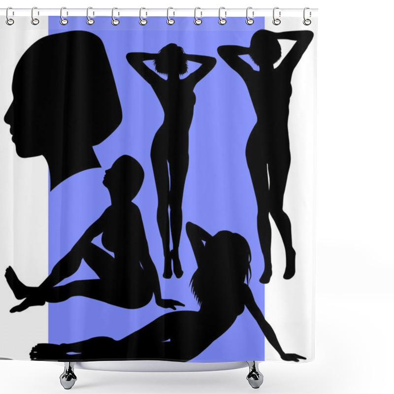 Personality  Set Of Five Female Silhouettes Shower Curtains