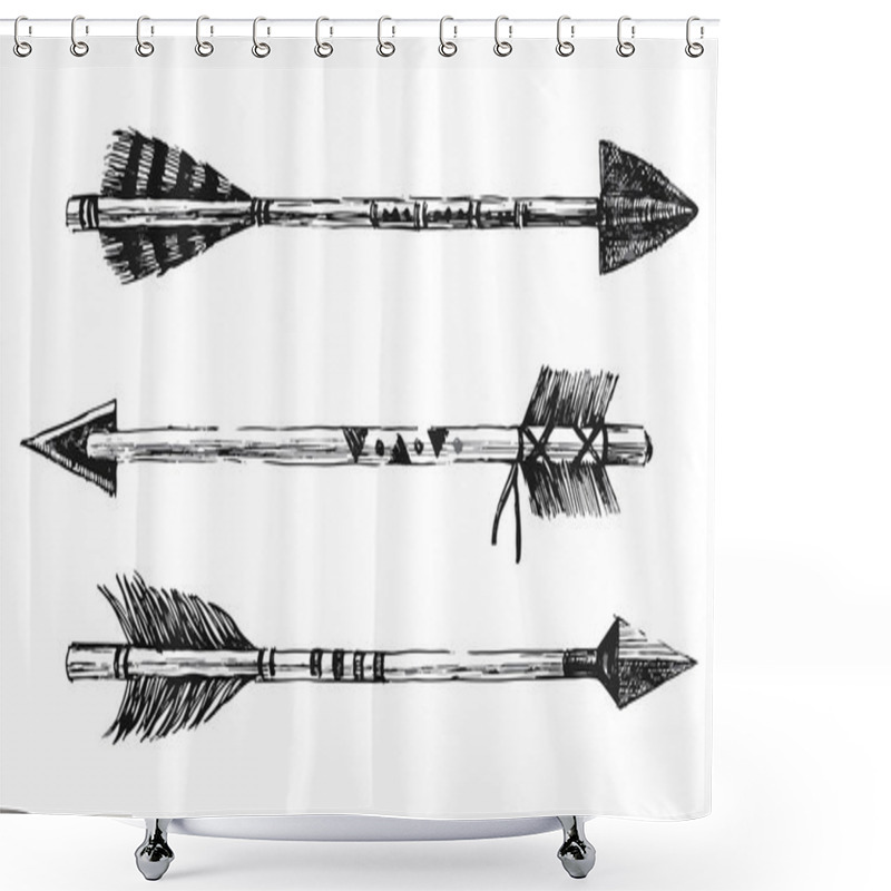 Personality  Hand Drawn Arrows In Tribal Style Shower Curtains