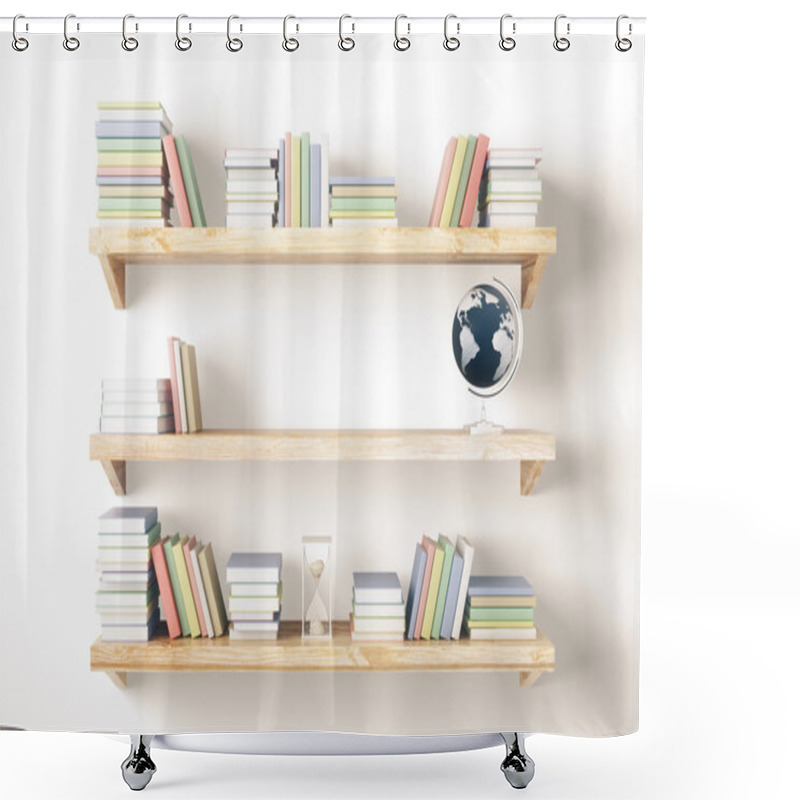 Personality  Shelves With Books And Other Items  Shower Curtains