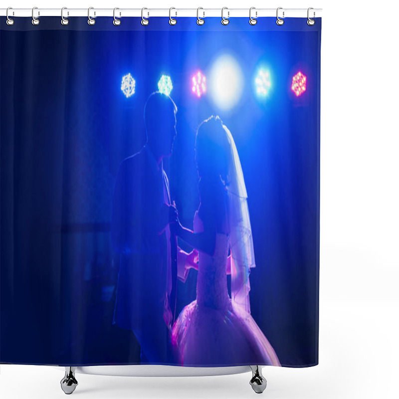 Personality  Silhouette Dancing Bride And Groom Shower Curtains