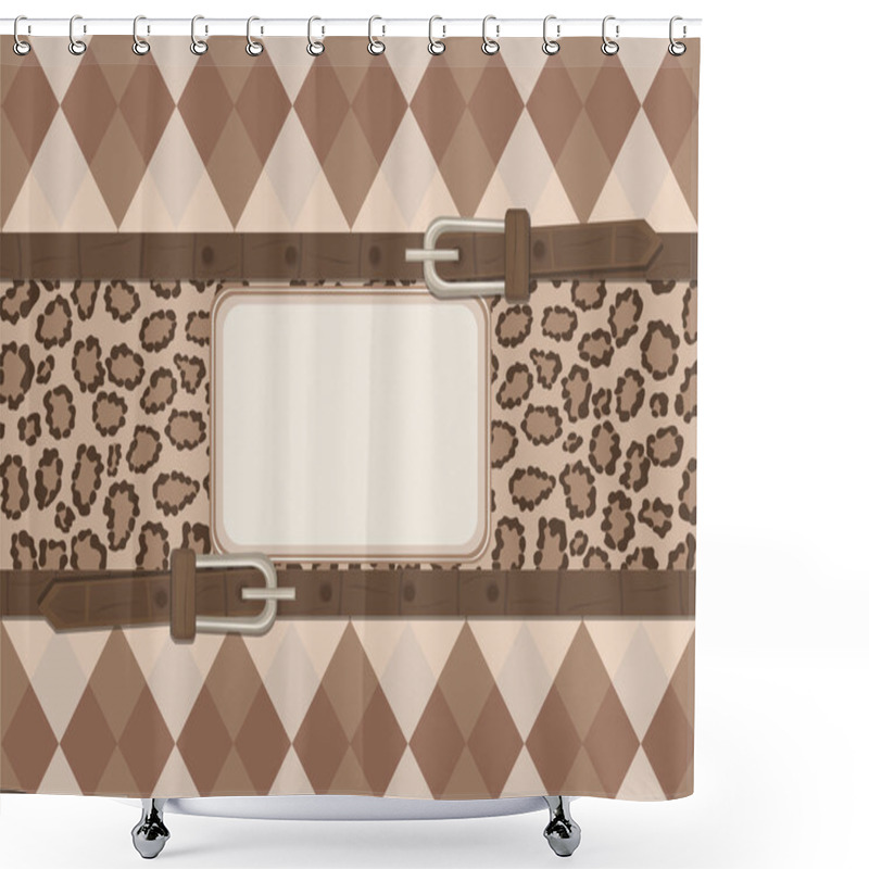 Personality  Card With Leopard Pattern And With Ornament Of Rhombuses Shower Curtains