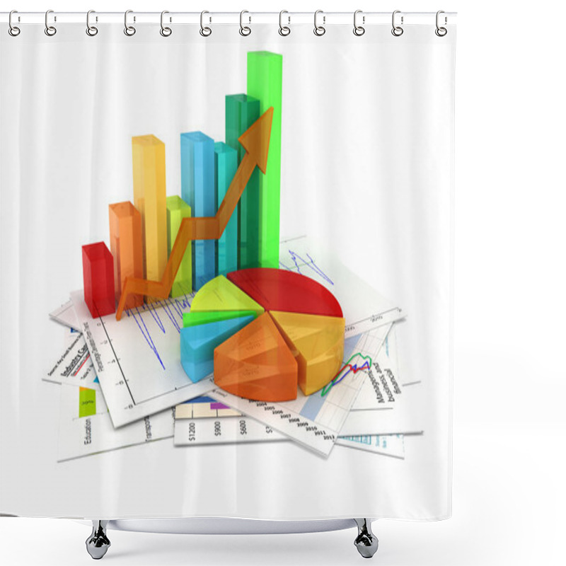 Personality  3d Business Graph And Documents Shower Curtains