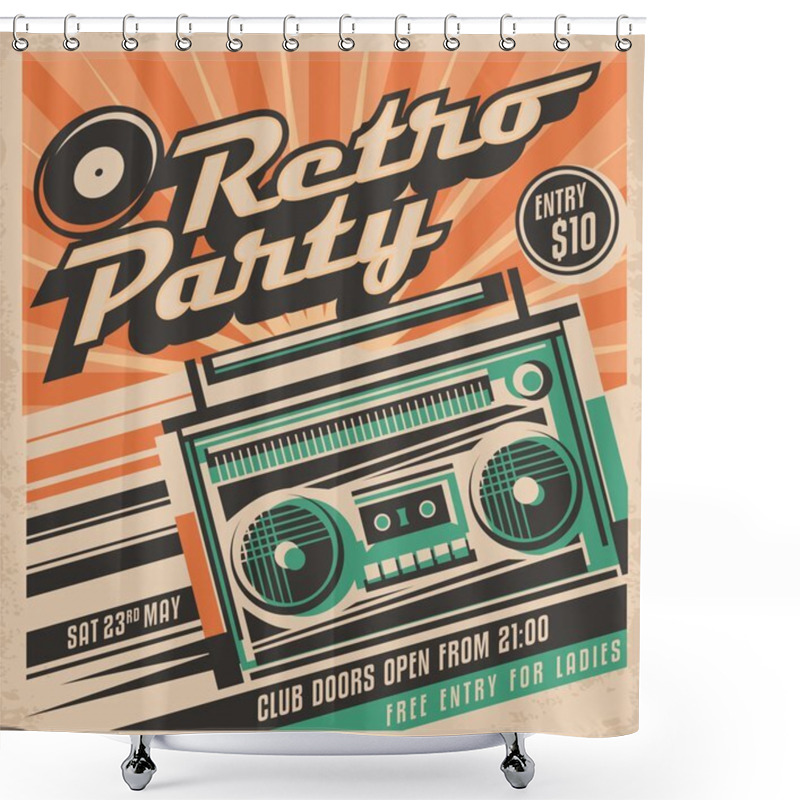 Personality  Retro Party Vector Poster Design Concept. Shower Curtains