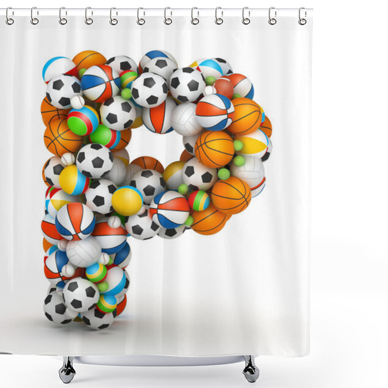 Personality  Letter P, Gaming Balls Alphabet Shower Curtains