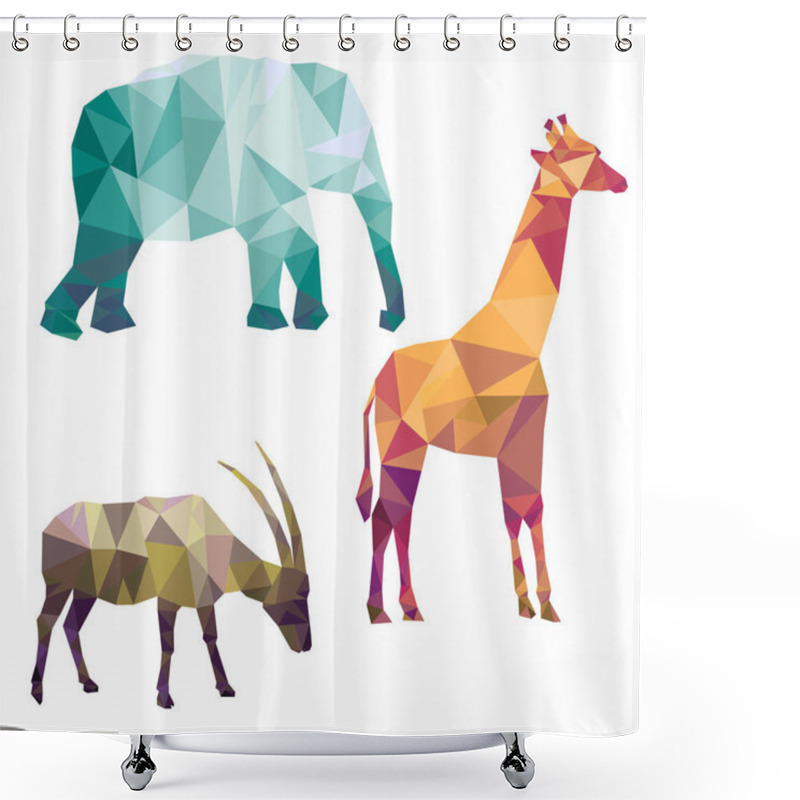 Personality  Polygonal Silhouettes Of African Animals Shower Curtains