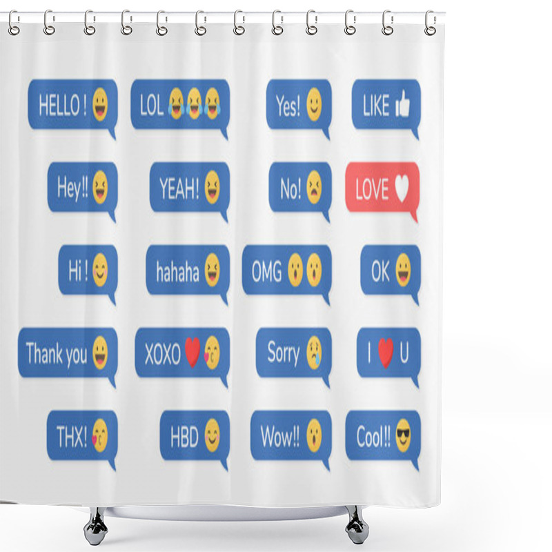 Personality  Social Media Emoji In Speech Bubbles Vector Set Shower Curtains