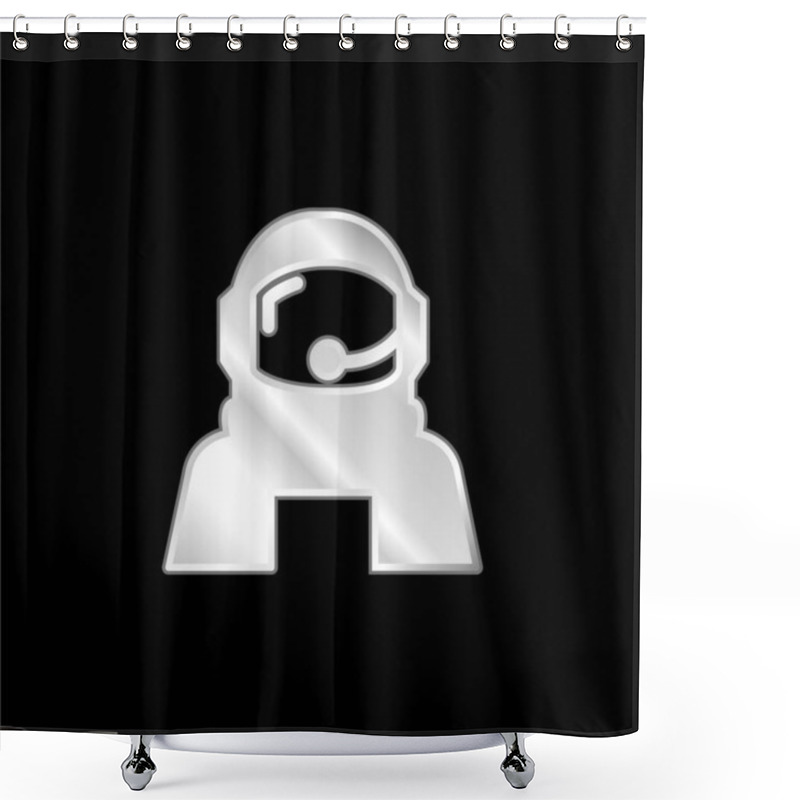 Personality  Astronaut Helmet Protection For Outer Space Silver Plated Metallic Icon Shower Curtains