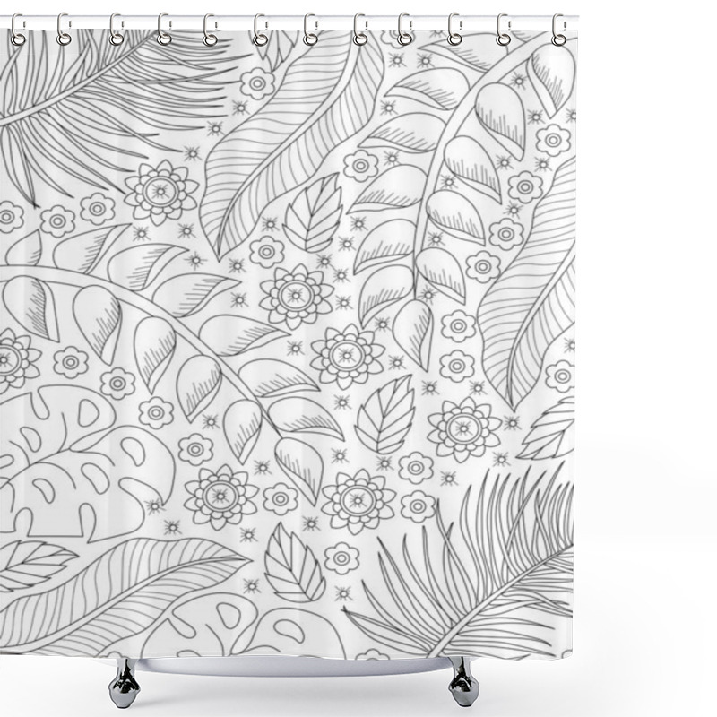 Personality  Vector Illustration. Seamless Pattern With Floral Elements. Hand Drawn Doodles On White Background. Shower Curtains