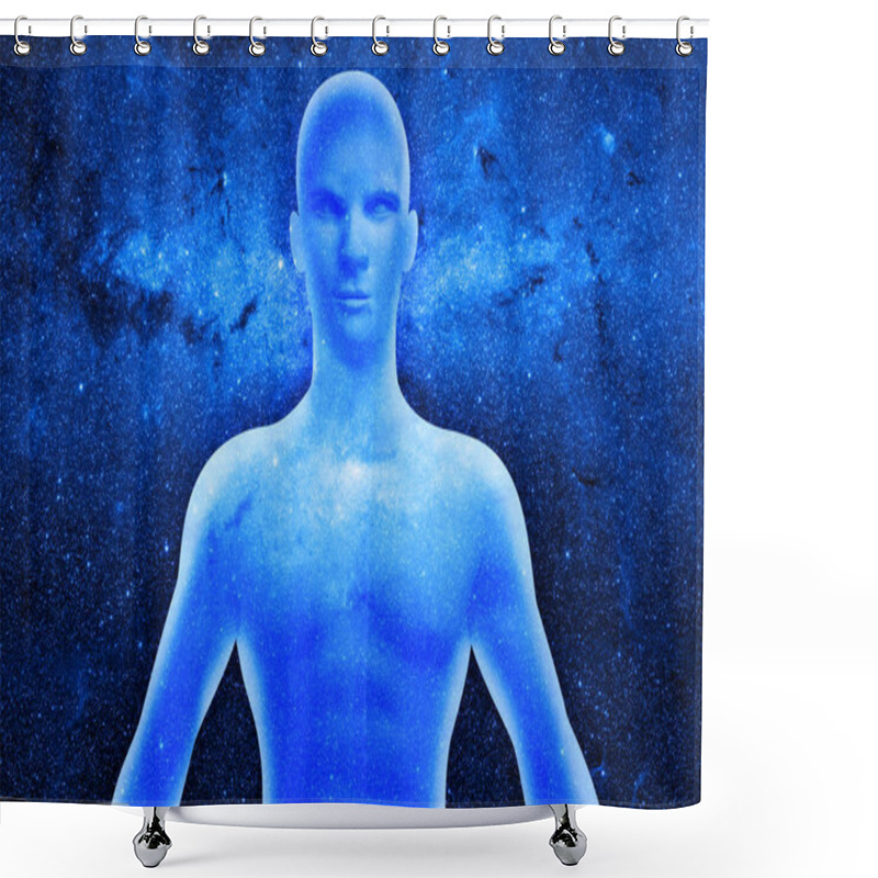 Personality  Male Human Body With Cosmic Energy Shower Curtains