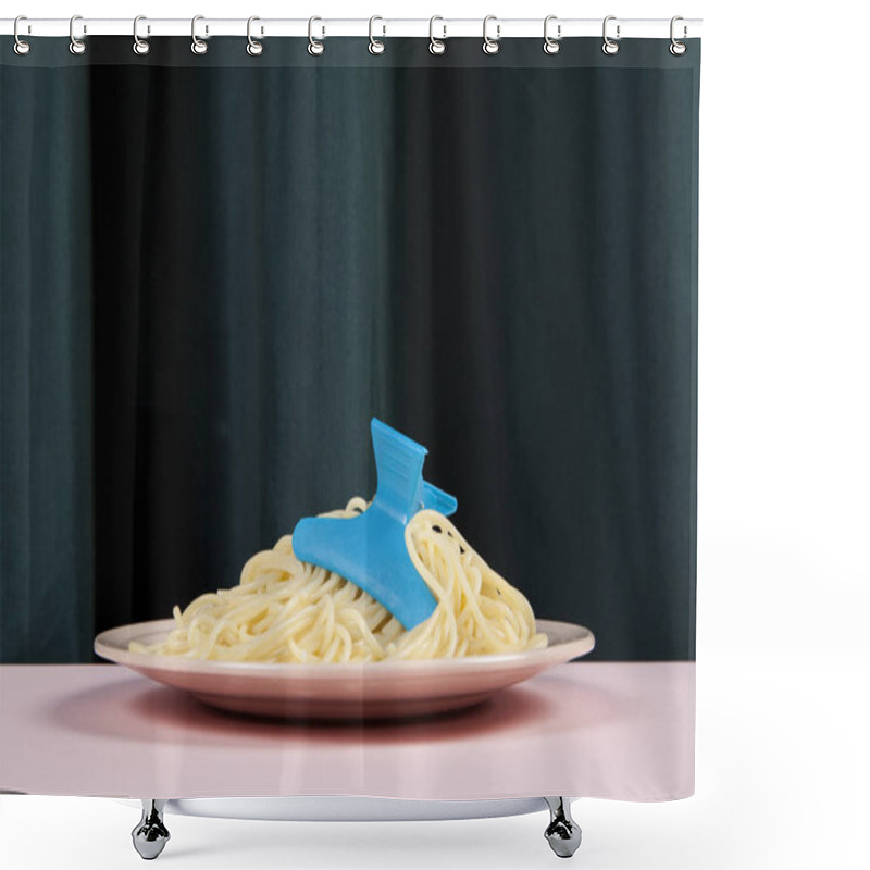 Personality  Curtain And Spaghetti Hair Claw Shower Curtains