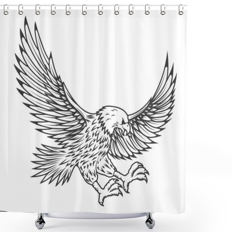 Personality  Illustration Of Flying Eagle Isolated On White Background.  Shower Curtains