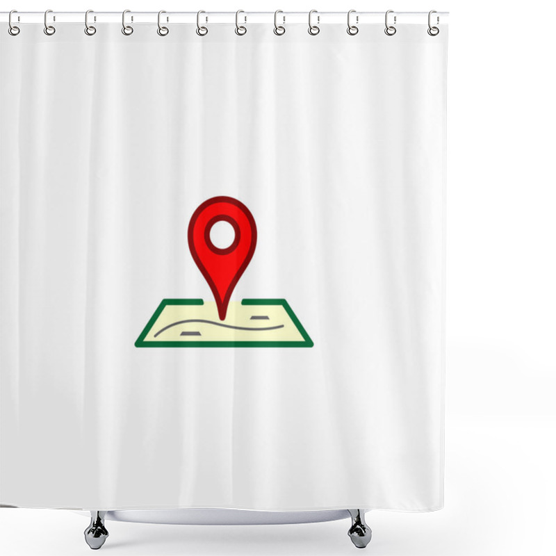 Personality  Location Icon Sign Isolated On White Background Red Pin On Map.  Shower Curtains